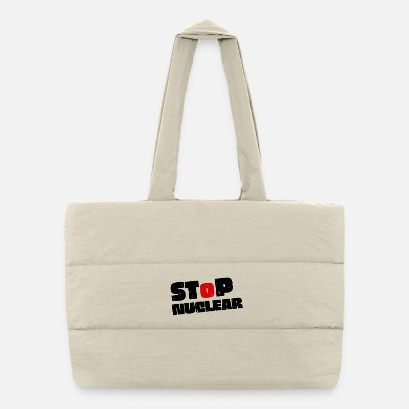 No nuclear power - Puffer Shopping Bag - natural