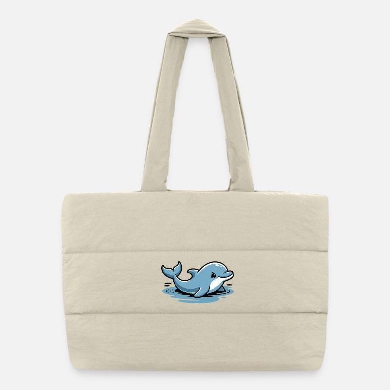 Vagues de dessins animés du Dauphin Bleu Sac shopping matelassé
