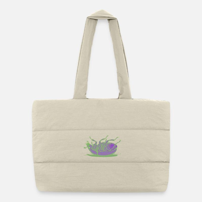 Insecte vert néon violet Sac shopping matelassé