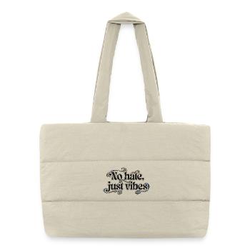 Der Schriftzug „No hate, just vibes“ in einer bauc - Puffer-Einkaufstasche - Naturweiß - Vorne