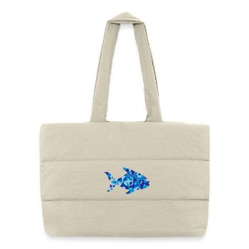 A fish made of shapes and patterns - Puffer Shopping Bag - natural - Front