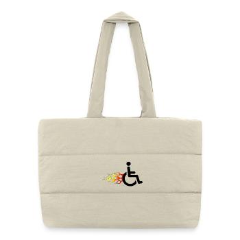 Utilisateur d’un fauteuil roulant avec des flammes # - Sac shopping matelassé - blanc naturel - Devant