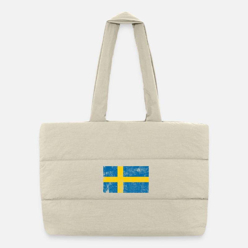 Drapeau de la Suède Drapeau Grunge Retro Vintage Sac shopping matelassé