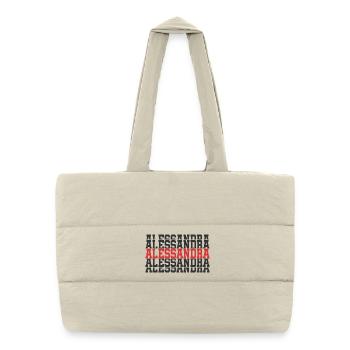 Alessandra T-Shirt gestapelter Text Geschenk T-Shirt - Puffer-Einkaufstasche - Naturweiß - Vorne