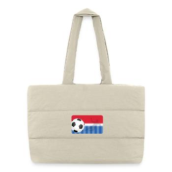 Soccer Ball - Red Blue | personalizable - Puffer Shopping Bag - natural - Front