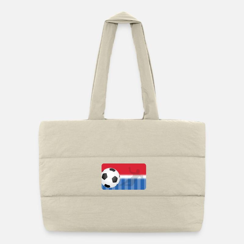 Soccer Ball - Red Blue | personalizable - Puffer Shopping Bag - natural