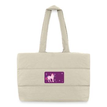 Licorne fantaisie avec étoile - Violet - Sac shopping matelassé - blanc naturel - Devant