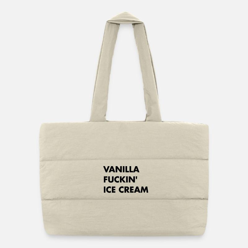 Vanilla cream - black lettering Puffer Shopping Bag