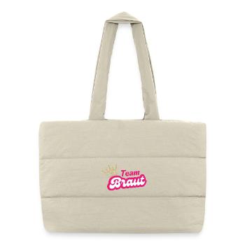Team Braut Kronen Pink Design - Puffer-Einkaufstasche - Naturweiß - Vorne