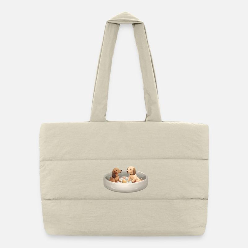 Deux teckels en piscine à balles design pastel Sac shopping matelassé