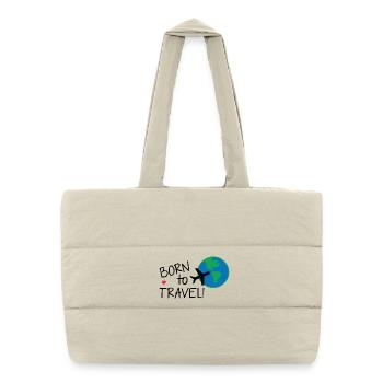 Né pour voyager dans le monde - Sac shopping matelassé - blanc naturel - Devant