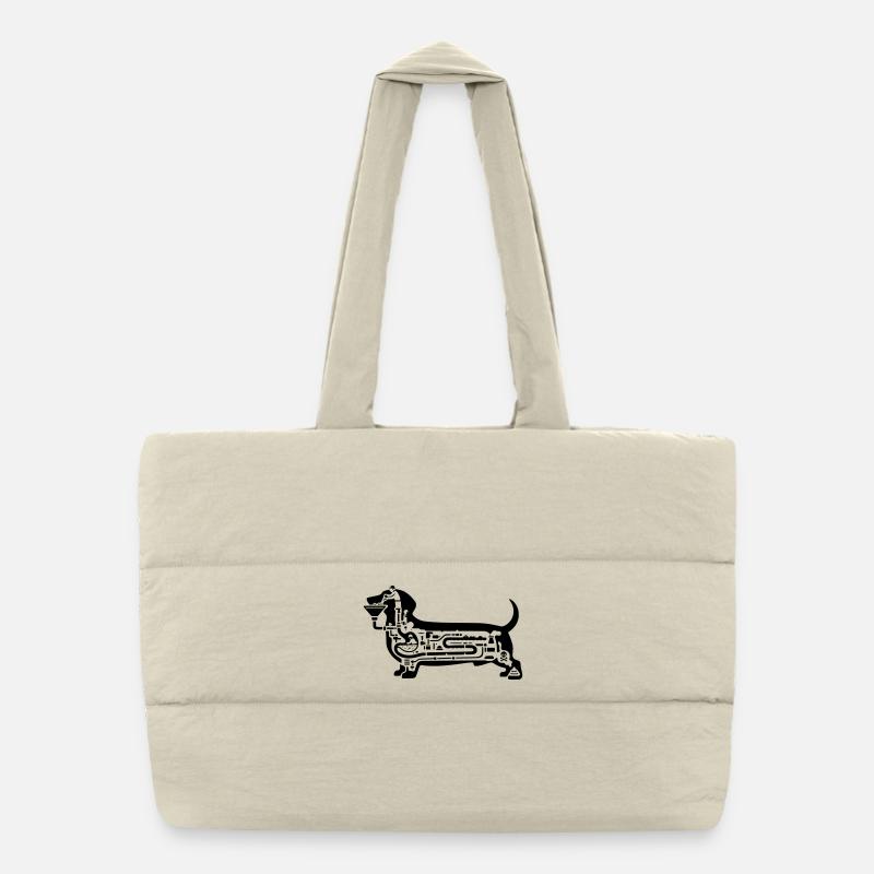 Dachshund Digestion Dog Art Puffer Shopping Bag