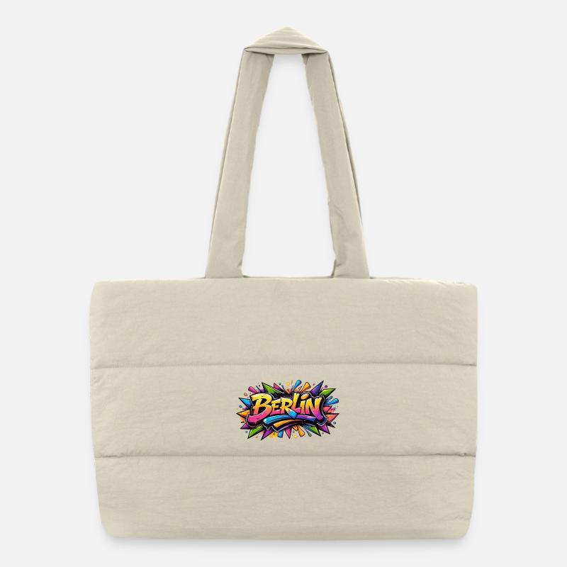Lettrage graffiti de Berlin avec des effets colorés colorés Sac shopping matelassé