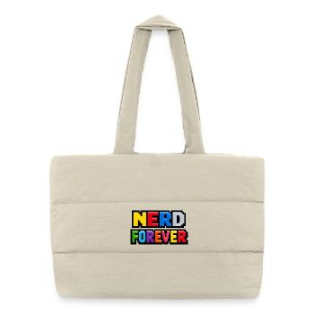 Nerd Forever – Pixel Art Retro Gaming - Puffer-Einkaufstasche - Naturweiß - Vorne