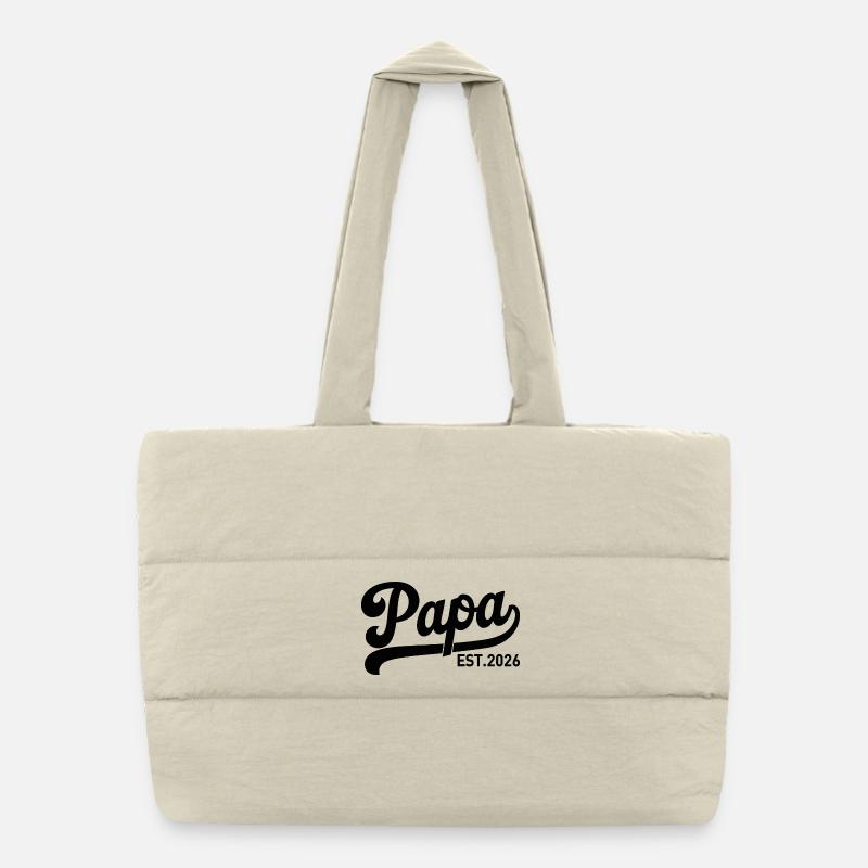 Papa EST 2026 Script Logo Sac shopping matelassé