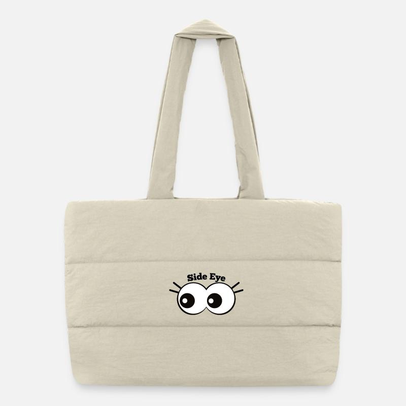 Side Eye Cartoon Augenwitz - Puffer-Einkaufstasche - Naturweiß