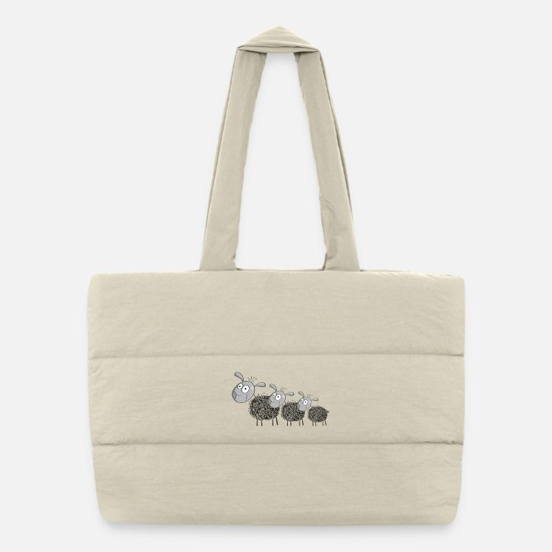 Three wool sheep - sheep cartoon Puffer Shopping Bag