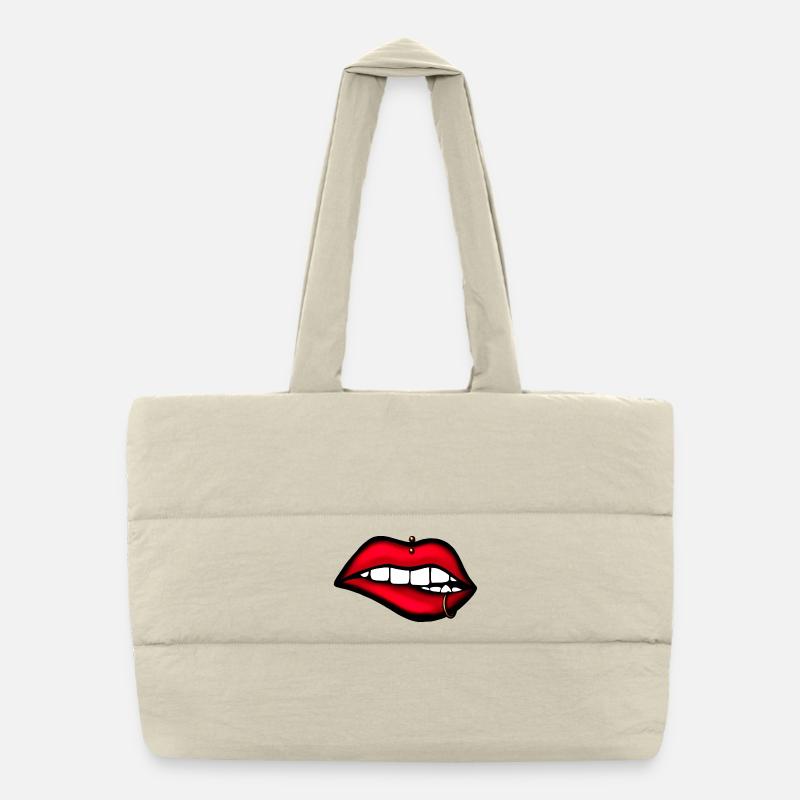 Lèvres avec piercing – Design esthétique Sac shopping matelassé
