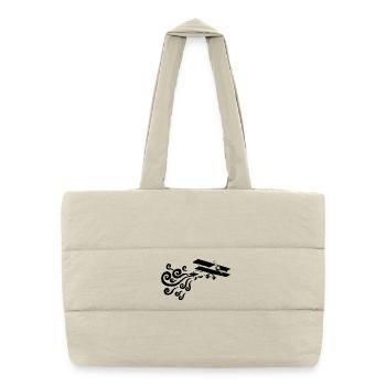 Black Vintage Airplane - Puffer Shopping Bag - natural - Front