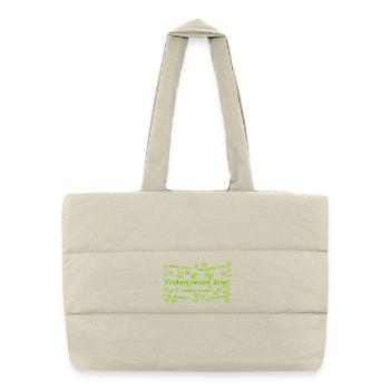 Célébrer la Bonne Année durablement Symboles porte-bonheur - Sac shopping matelassé - blanc naturel - Devant