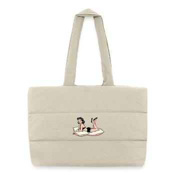Retro Pin-up Lounge on Cushions - Puffer Shopping Bag - natural - Front