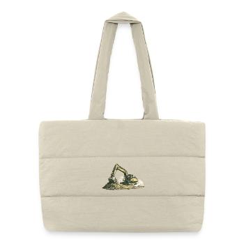 Machine de construction de chantier pour excavatrice vintage - Sac shopping matelassé - blanc naturel - Devant