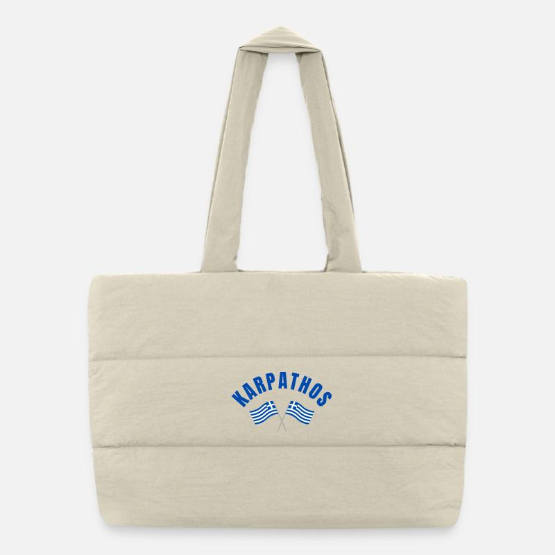 Karpathos avec drapeaux grecs croisés Sac shopping matelassé
