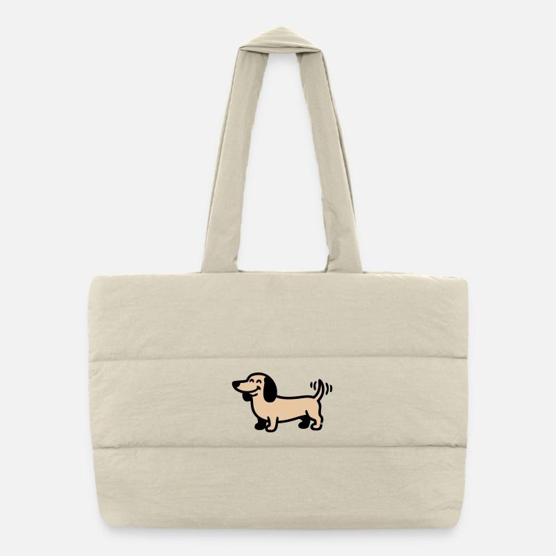 Fröhlicher Dackel Hund Comic Puffer-Einkaufstasche