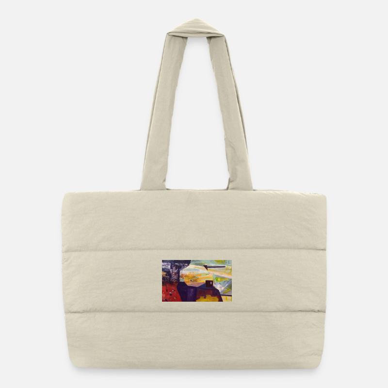 Paysage urbain abstrait - Sac shopping matelassé - blanc naturel