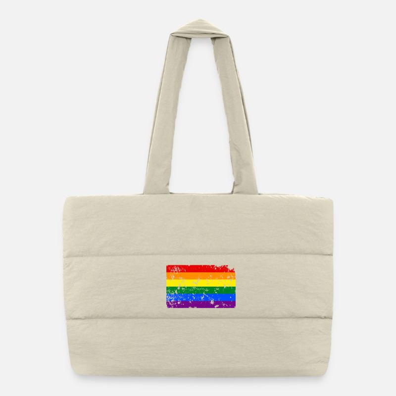 Lgbt flag vintage effect Puffer Shopping Bag