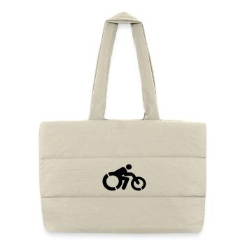 Utilisateur d’un fauteuil roulant avec un handbike # - Sac shopping matelassé - blanc naturel - Devant
