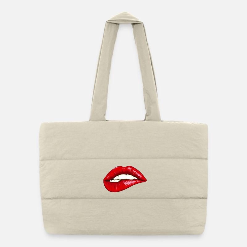 Ausdrucksstarke Lippen mit Glanz Puffer-Einkaufstasche