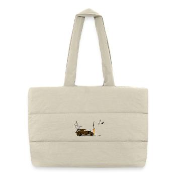 Voiture ancienne et silhouette orange - Sac shopping matelassé - blanc naturel - Devant