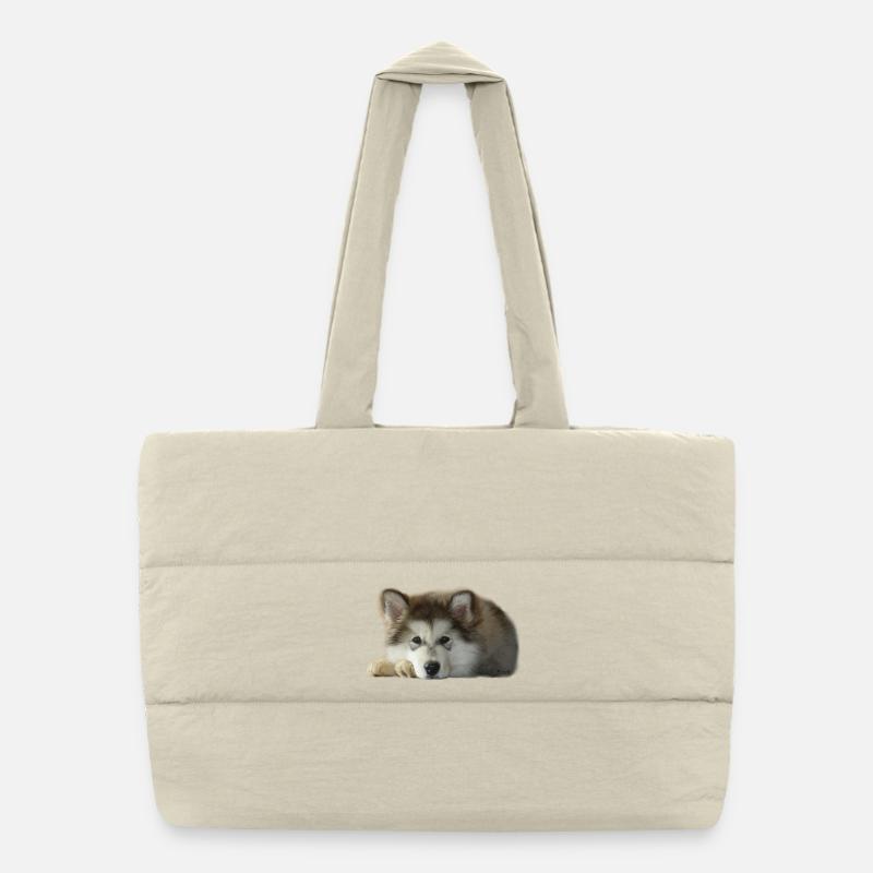 Maia Malamute Welpe - Puffer-Einkaufstasche - Naturweiß