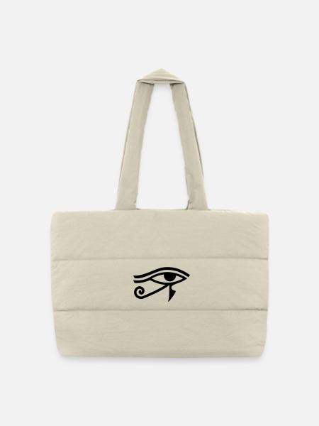 Œil de Horus Hiéroglyphe égyptien - Sac shopping matelassé - blanc naturel