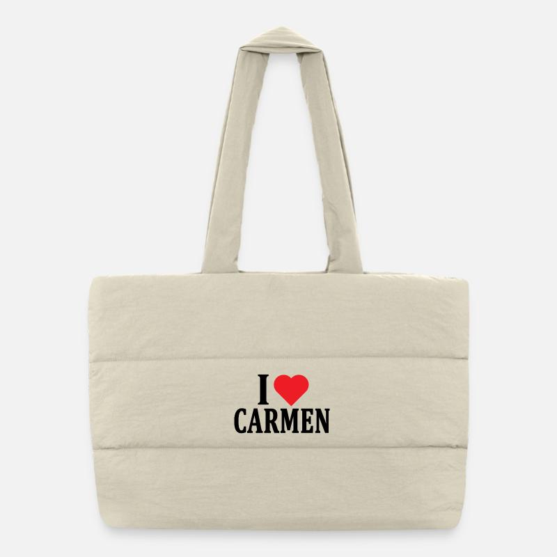 T-Shirt Ich liebe Carmen T-Shirt Geschenkidee - Puffer-Einkaufstasche - Naturweiß