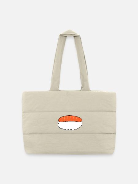 Nigiri,Lachs,Fisch, Reis, Japan Küche - Gesteppte Shopping Bag - Naturweiß