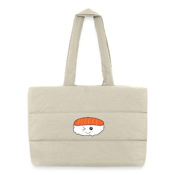 Riz Kawaii Nigiri Saumon Poisson, Rouleaux de Riz - Sac shopping matelassé - blanc naturel - Devant