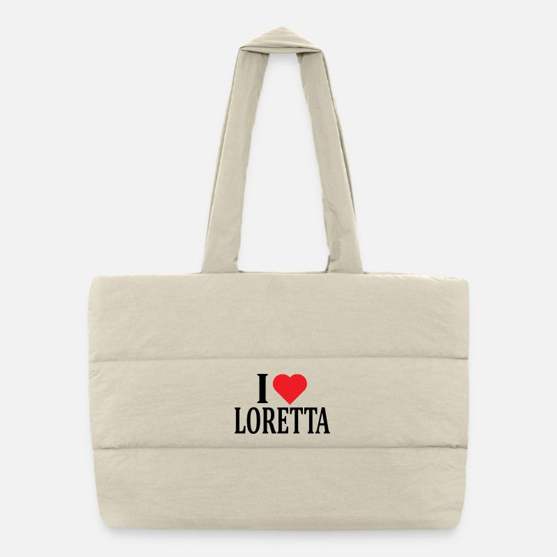 nom t-shirt J’adore Loretta t-shirt idée cadeau Sac shopping matelassé