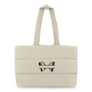 Bannière de texte à deux peignes et ciseaux - Sac shopping matelassé - blanc naturel - Devant