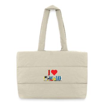 t-shirt I love Mondrian t-shirt idée cadeau - Sac shopping matelassé - blanc naturel - Devant