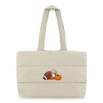 Autumn Delights: Football, Pumpkin and Pumpkin Spice - Puffer Shopping Bag - natural - Front