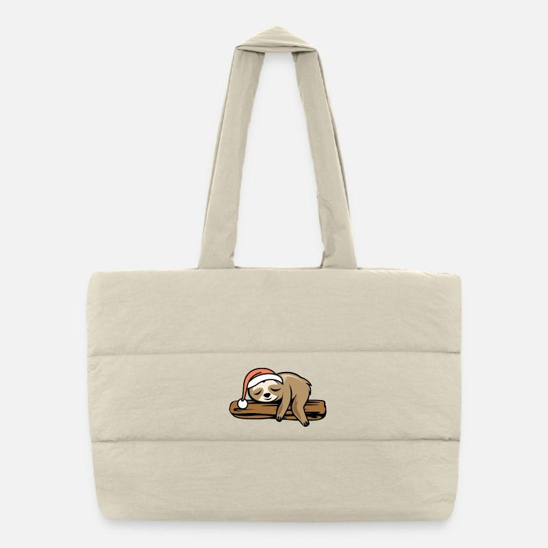 Sloth Christmas Tree Funny Comic Cartoon Puffer Shopping Bag