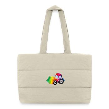 Rainbow excavator full of colour - Puffer Shopping Bag - natural - Front