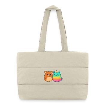 Licorne et ours arc-en-ciel kawaii - Sac shopping matelassé - blanc naturel - Devant