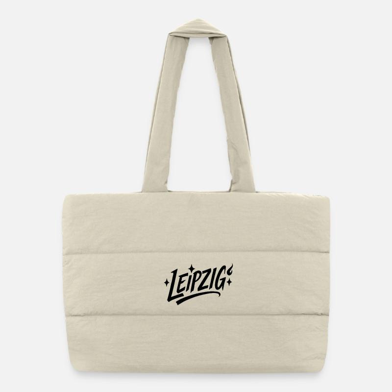Leipzig Sternen-Schriftzug Puffer-Einkaufstasche