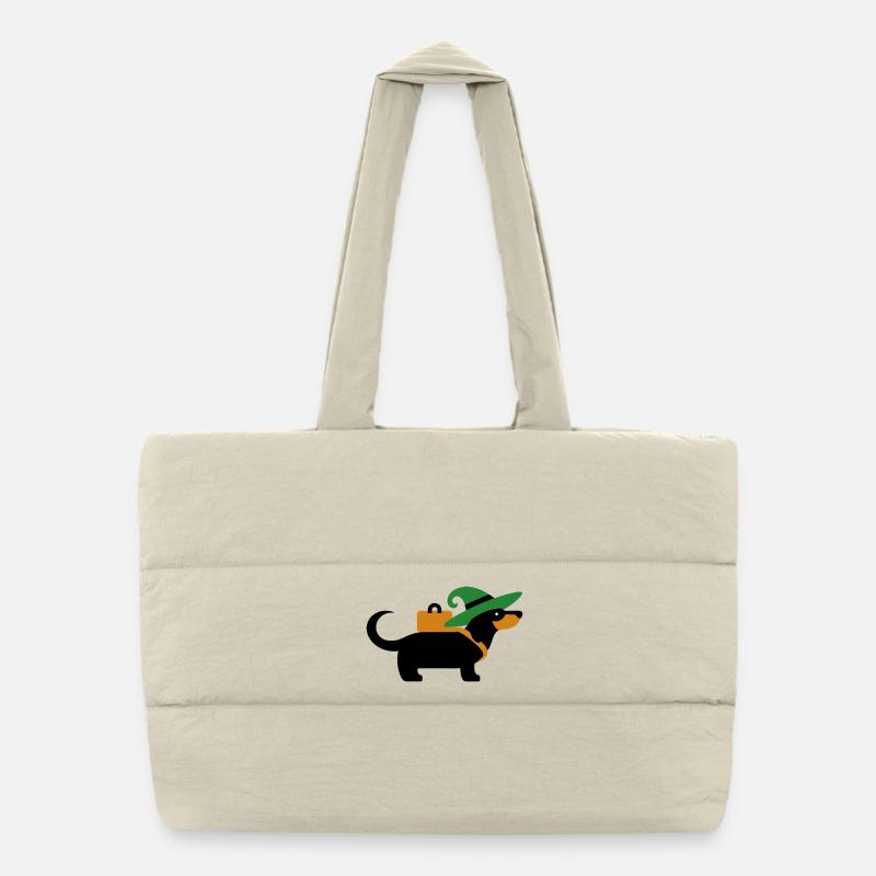 Teckel errant avec chapeau de sorcière et sac Sac shopping matelassé