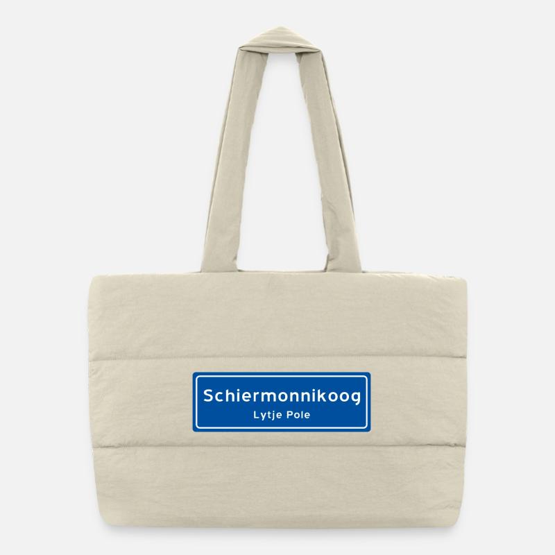 Schiermonnikoog place name sign Puffer Shopping Bag