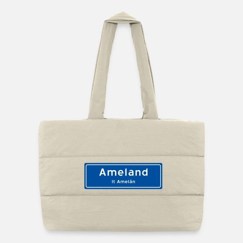 Ameland place name sign Puffer Shopping Bag