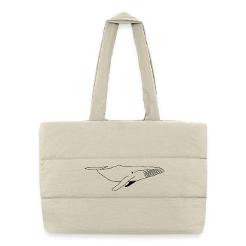 Whale - black white graphic - Puffer Shopping Bag - natural - Front